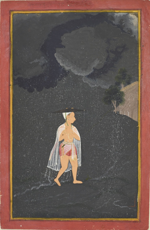 Attributed to the Stipple Master, Prince Amar Singh walking in the rain ca. 1690Freer and Sackler Ga