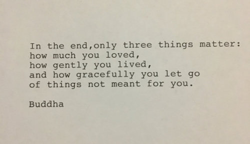 buddhistdreamer:“In the end, only three things matter: how much you loved. how gently you lived, and