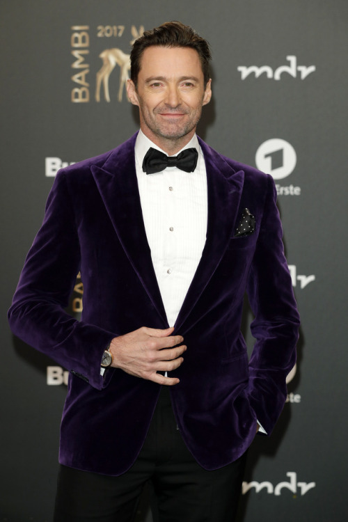 Hugh Jackman wearing a Ralph Lauren Purple Label look to the #BambiAwards in Germany.