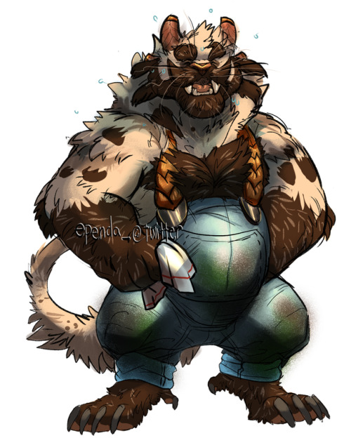 ependadrawsguildwars2: Smokey Freerange, Cattle farmer. He is that morning person! Now in color and 