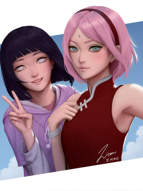 rarts: Anime girls Sakura Haruno and Hinata Hyuga: Naruto fanart [Artist: Zienu]