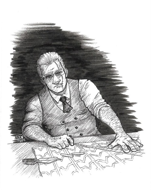 Inktober 9: How about an old Nine? Used to draw this grumpy old tailor an awful lot.