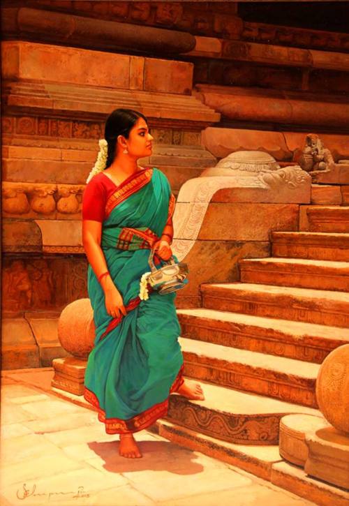Woman at temple by S.Ilayaraja