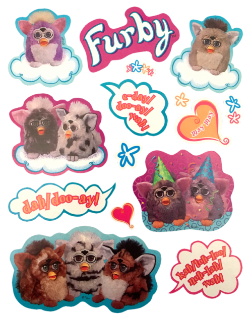 transparentstickers:90s Furby stickers by Hasbro, released with the toy. Original scan posted by Cry