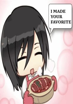 lavilevi:  Rivamika Week - Valentine’s Day Levi and Mikasa having a nice dinner together 