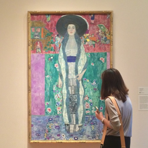 moma:Gustav Klimt was born today in 1862. Here, a visitor enjoys Klimt’s portrait Adele Bloch-Bauer 