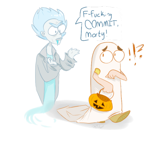 great-uncle-ford: day 1: ghosts go big or go home, bud also rick is semi-transparent so you can have