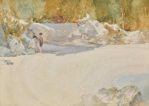Sir William Russell Flint - A white beach, Morar (Top)- Link to High resolution -Sir William Russell