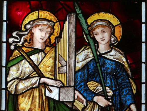 oldpainting:Chancel, east window, by Morris and Co, to designs by Burne Jones, c1870. South panel - 