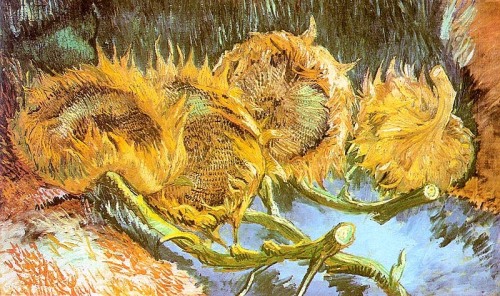 Four Cut Sunflowers, Vincent van Gogh, Oil on canvas 60.0 x 100.0 cm