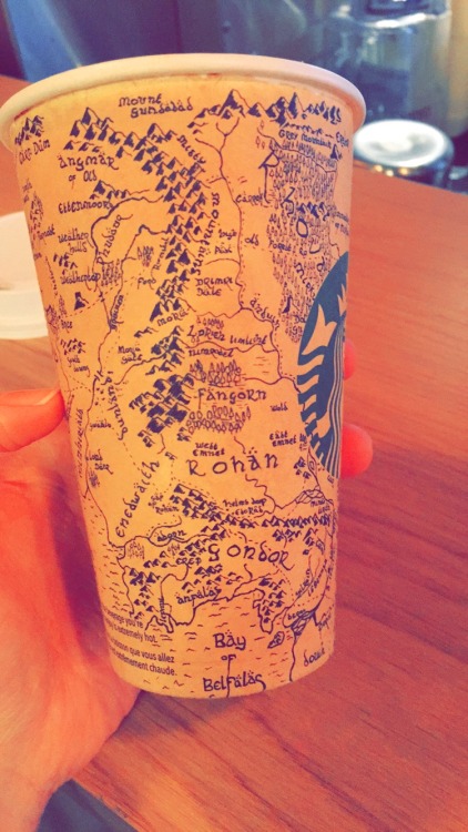 laughingsquid:Starbucks Customer Draws a Detailed Map of Middle-Earth From ‘The Lord of the Rings’ &