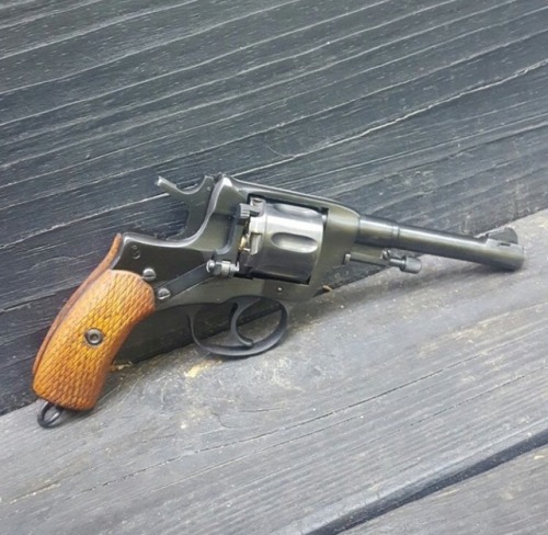 Soviet Nagant M1895 revolver dated 1944 and from the Izhevsk factory. It is chambered in the unique 