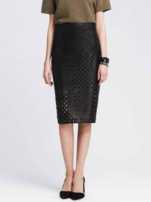 Perforated Faux-Leather Pencil SkirtShop for more like this on Wantering!