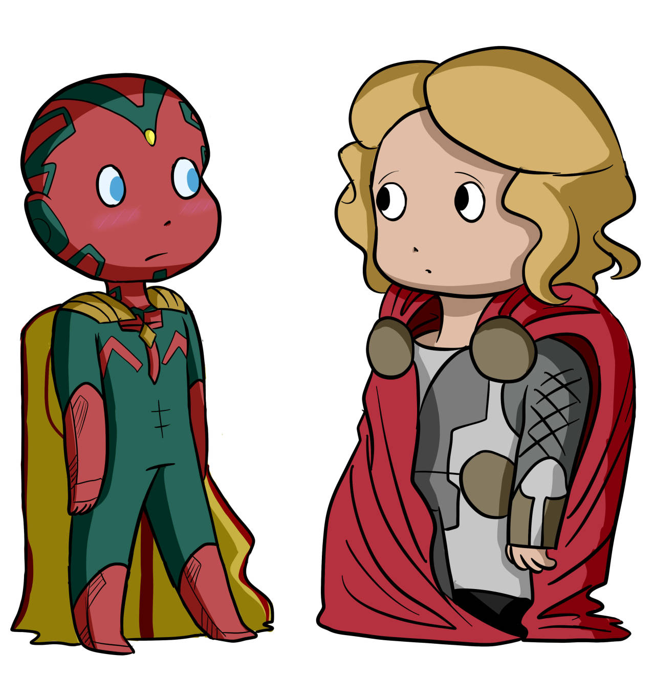 thosedarnrobots:  so basically vision is a duckling who imprinted on thor