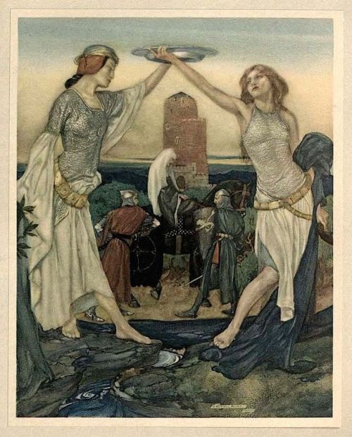From Le Morte d'Arthur (by Thomas Malory) as illustrated by artist, William Russell Flint (1880-1969