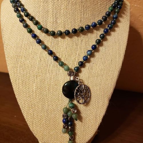 Finished, Lapis Lazuli Malachite &amp; Emerald with a tree charm. #handmade #sanfrancisco #sacra