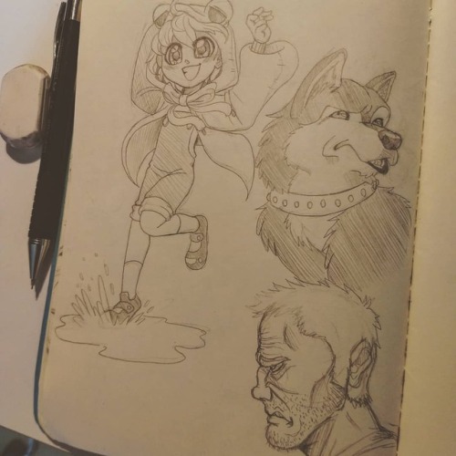 Sketch of day 4 - Froggy boys, suspicious huskies and dangerous old men. The child&rsquo;s outfi