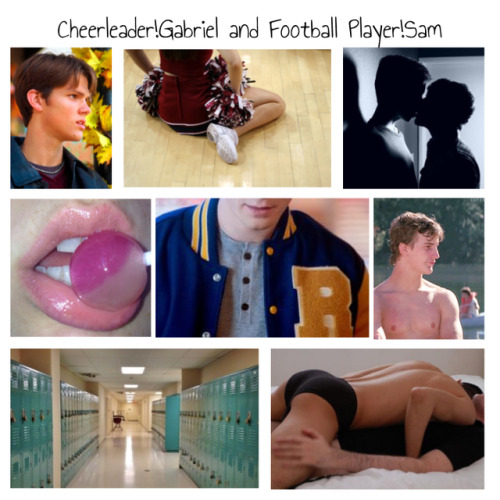 lokixarchangel: Cheerleader!Gabriel and Football Player!SamCheerleader Gabriel and Football Player S