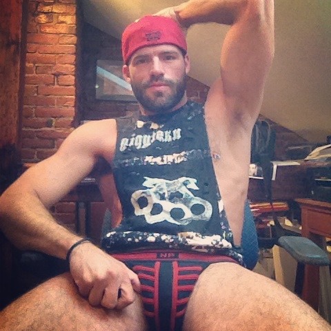 Hairy chest, legs,Beard and Mustache.