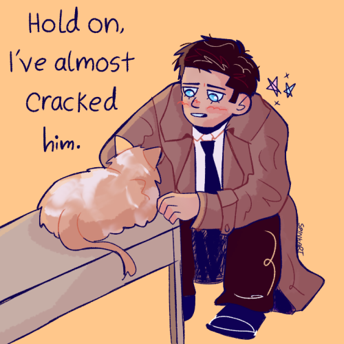 His Ass Is NOT Interrogating That Cat. He Just Wanted To Talk To The Kitty