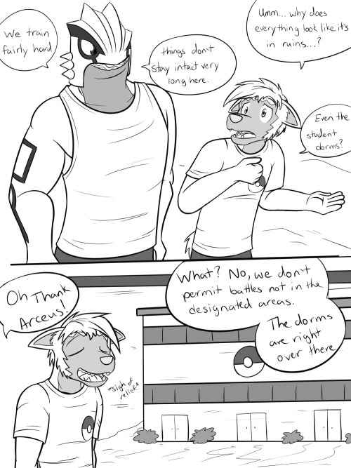 Pokemon Combat Academy - pg 20-21Well now that the tour is over, Pawl can finally meet his new teamm