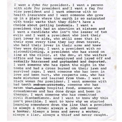 “I Want a President,” Zoe Leonard 1992