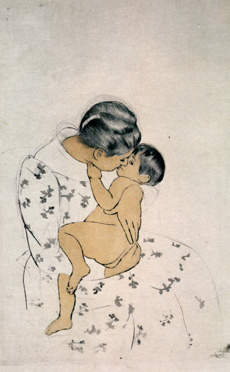 artist-cassatt:Mothers Kiss, 1891, Mary CassattMedium: drypoint,etchinghttps://www.wikiart.org/en/ma