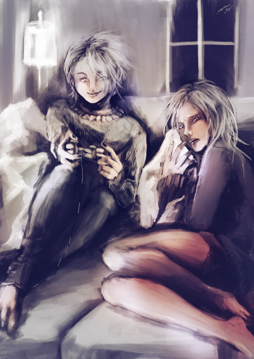 macro-cosmos:Two silver heads playing spoopy video games. I think Amane doesn’t trust characters in 