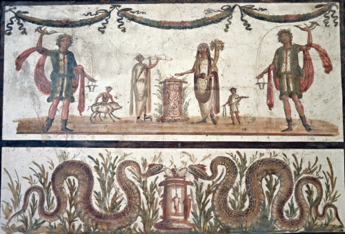 arjuna-vallabha:Fresco from a lararium in the House of the Vettii, Pompeii