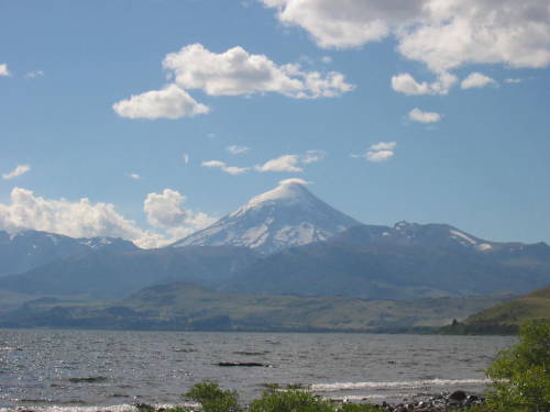 Lanin volcano from the huechulafquen lake.