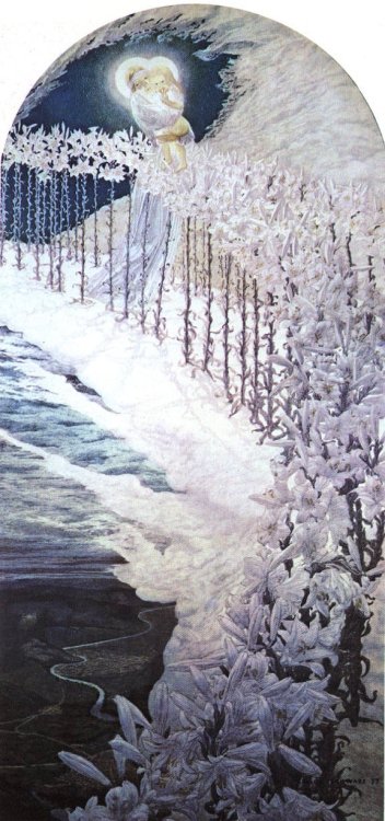 The Virgin of the Lilies by Carlos Schwabe