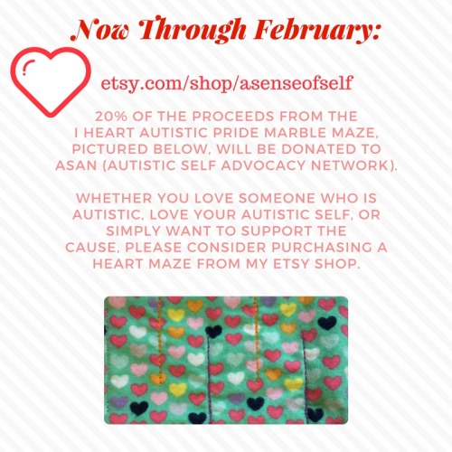 asenseofselfshop: Now Through February, 2017: 20% of the proceeds from the I Heart Autistic Pride ma