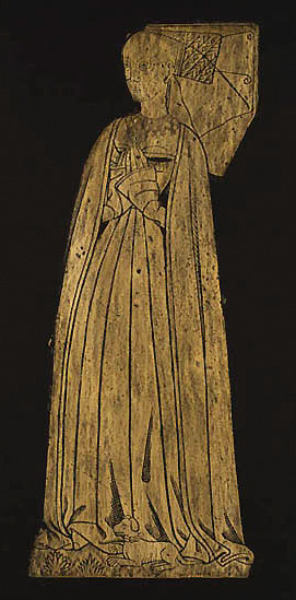 Brass effigy on the tomb of Lady Anne Urswick, 1482