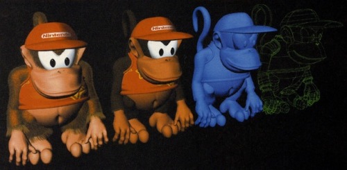 suppermariobroth:Promotional image of Diddy Kong being rendered on Silicon Graphics workstations for