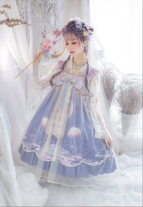 lolita-wardrobe:New Release: 【-The Moon on the Quiet Sea-】 #QiLolita JSK + Match Blouse Set◆ Shoppin