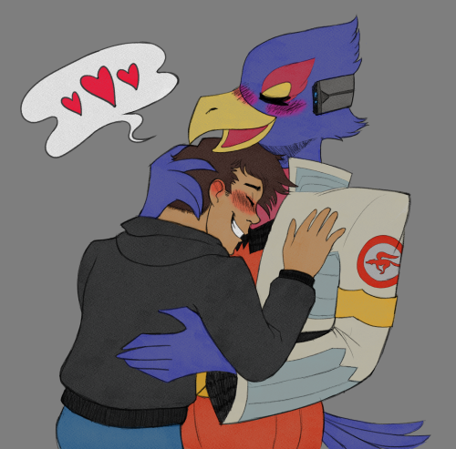 Commission for @cj-self-ships of their self insert and Falco Lombardi!