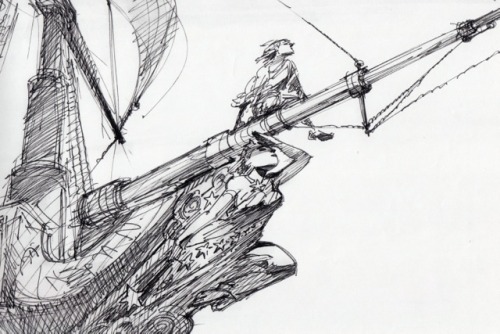 barryjohnson77: Treasure Planet. This early pen and ink sketch by Glen Keane shows Jim Hawkins on t