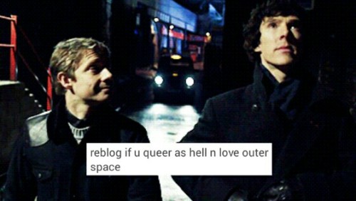 Campy Gay/Grumpy Bi Johnlock + Text Posts