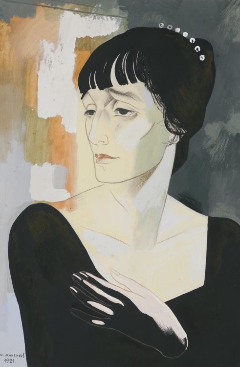 thunderstruck9:Yuri Annenkov (Russian, 1889-19), Portrait of Anna Akhmatova, 1921. Gouache, crayon a