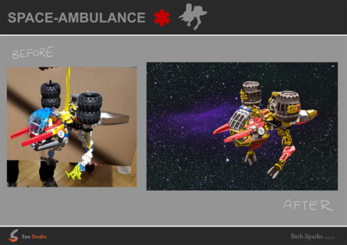 The project was to do a space-ambulance based on a silhouette we got using lego blocks.I…defi