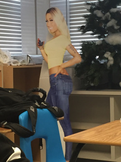dirtygrass:  combusken:  my friend is walking around school with a giant cardboard cutout of nicki minaj this is surreal  me