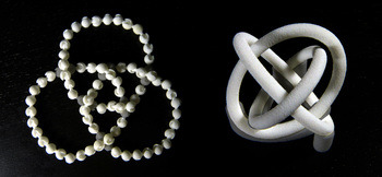 complex-systems-science:
“ Visualizing Mathematics with 3D Printing
Two photographs of the Borromean rings. The picture on the left is similar to the Borromeo crest, while the one on the right is an even more symmetric configuration.
Source:...