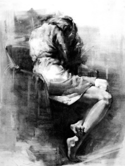 red-lipstick:  Henry Yan - Untitled (Clothed Female)     Drawings: Charcoal  ❤️