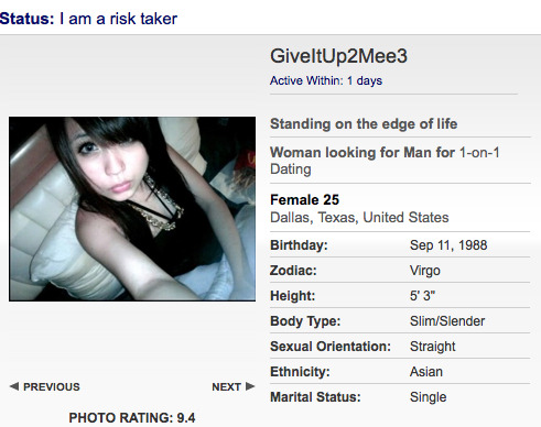 PROFILE SPOTLIGHT: This hot Asian babe wants to meet a &ldquo;risky&rdquo;