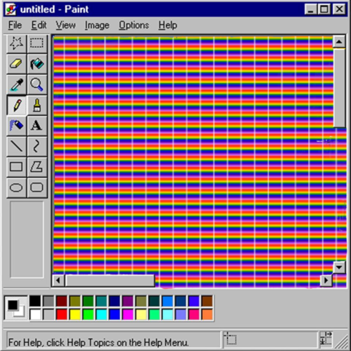 maxflags:“ the pride flag but tiled like a windows 95 background to the point of where it look