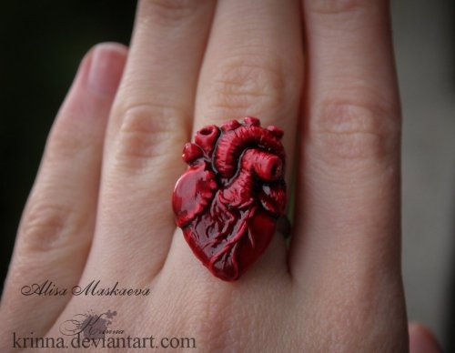 geekgirlsmash:  the-underwoodwriter:  ex0skeletal:  Anatomical Heart Jewelry by Krinna on deviantART  I need a lapel pin version of these. That way I can wear my heart on my sleeves.  She has an Etsy shop. 