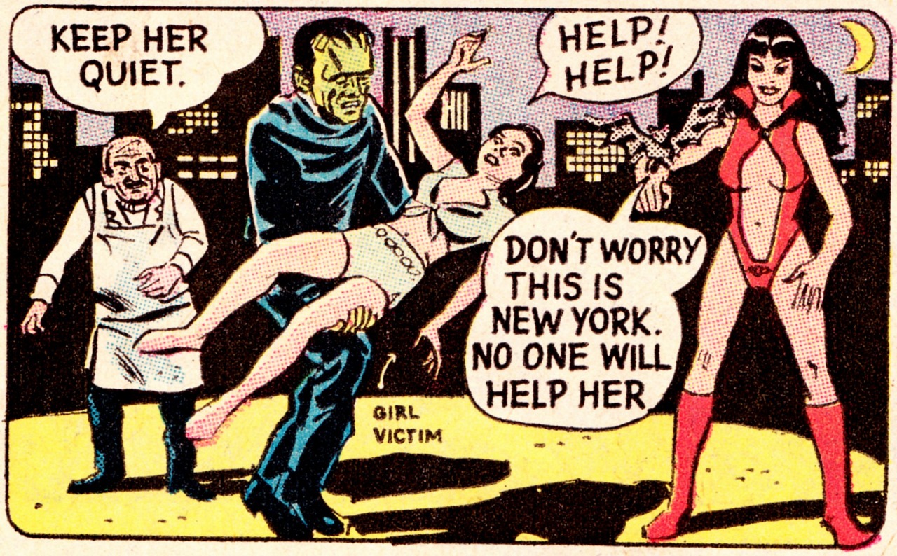 void-dance:  jthenr-comics-vault:  1971 AURORA Builder Kits AD  feat. Vampirella 
