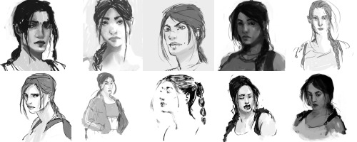 Daily face sketches of Ms Croft. 