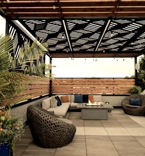 Chicago Roof ExtensionsInspiration For A Small Contemporary Privacy And Wood Railing Deck Remodel With