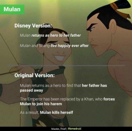 ineedtochangemyfuckingurl: gabnab:  lexistentialism:  aes-of-spades:  Disney vs. Original  The last one is the most important.  ^^   I’m glad someone is spreading original stories vs the disney mockups but i dont like this post very much because some
